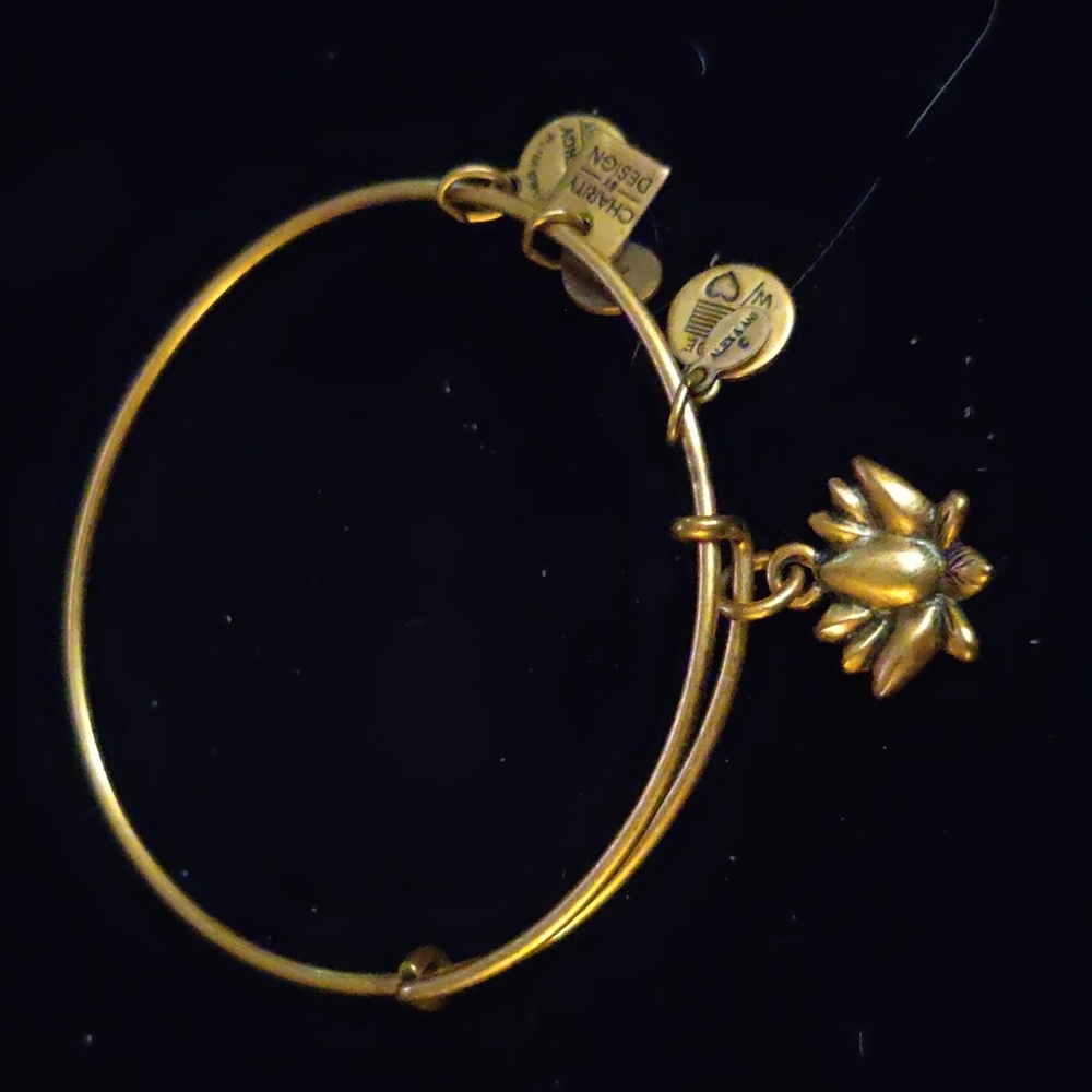 Alex and Ani Women's Gold Tone Bracelet - Lotus Blossom